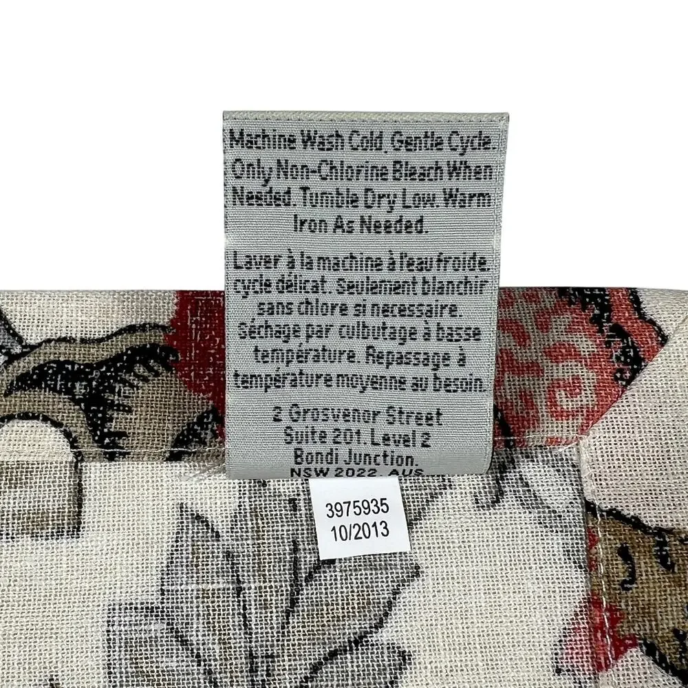 POTTERY BARN Floral Napkins Set of 4 Linen Cotton Red Gray Botanical 20x20